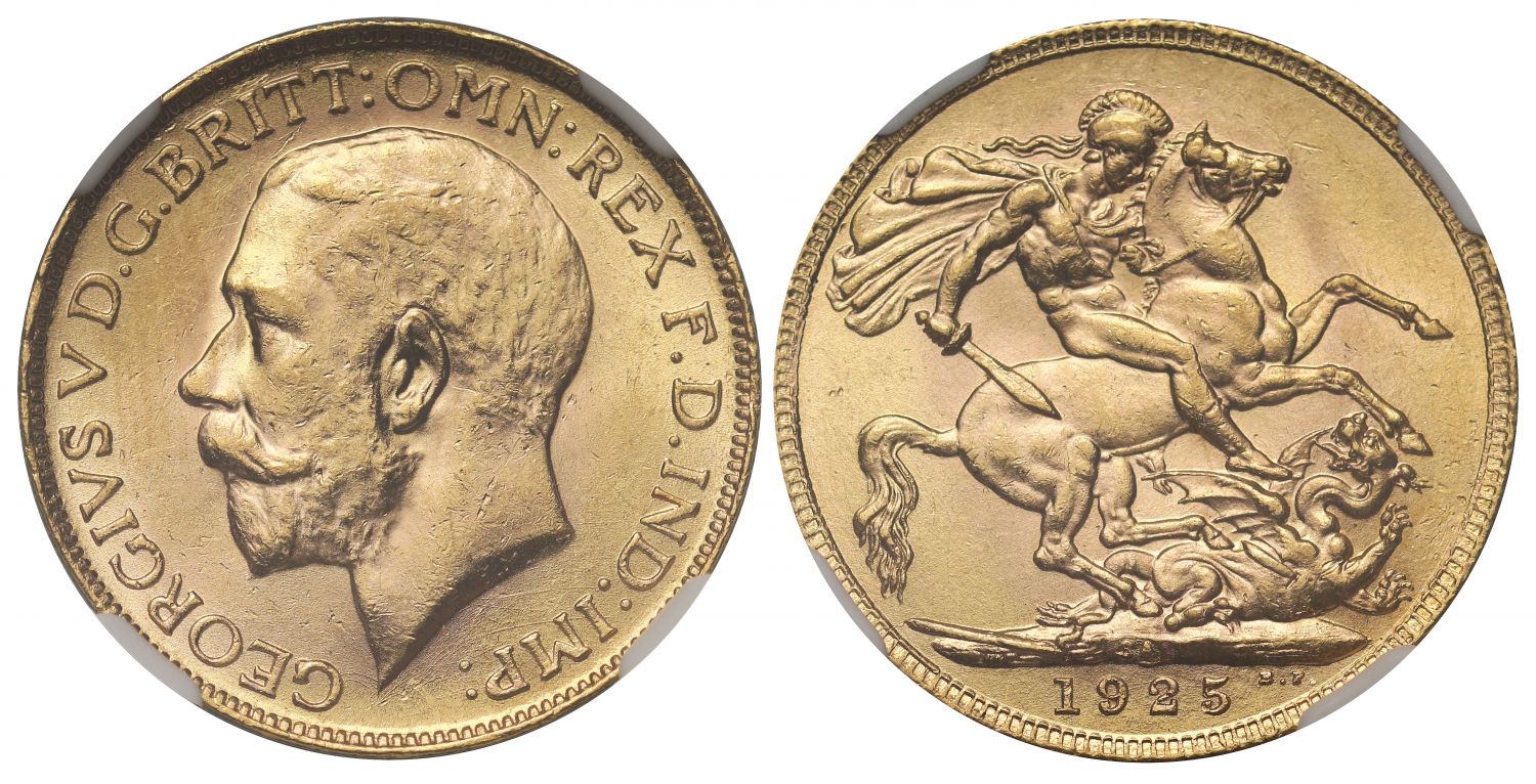 George V 1925-SA Sovereign Pretoria Mint MS63