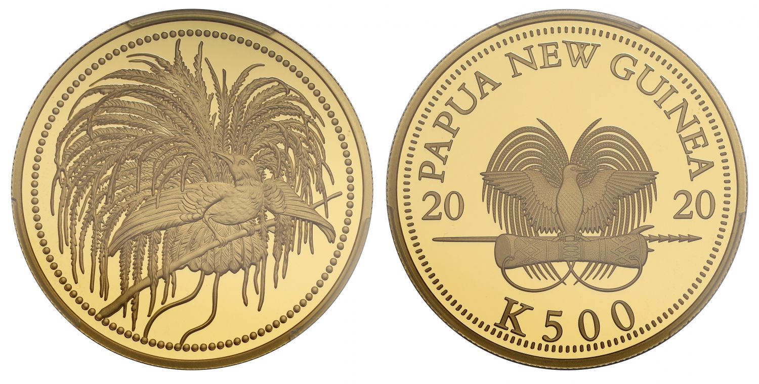 PNG 2020 PR70 DCAM gold proof 1oz Bird of Paradise