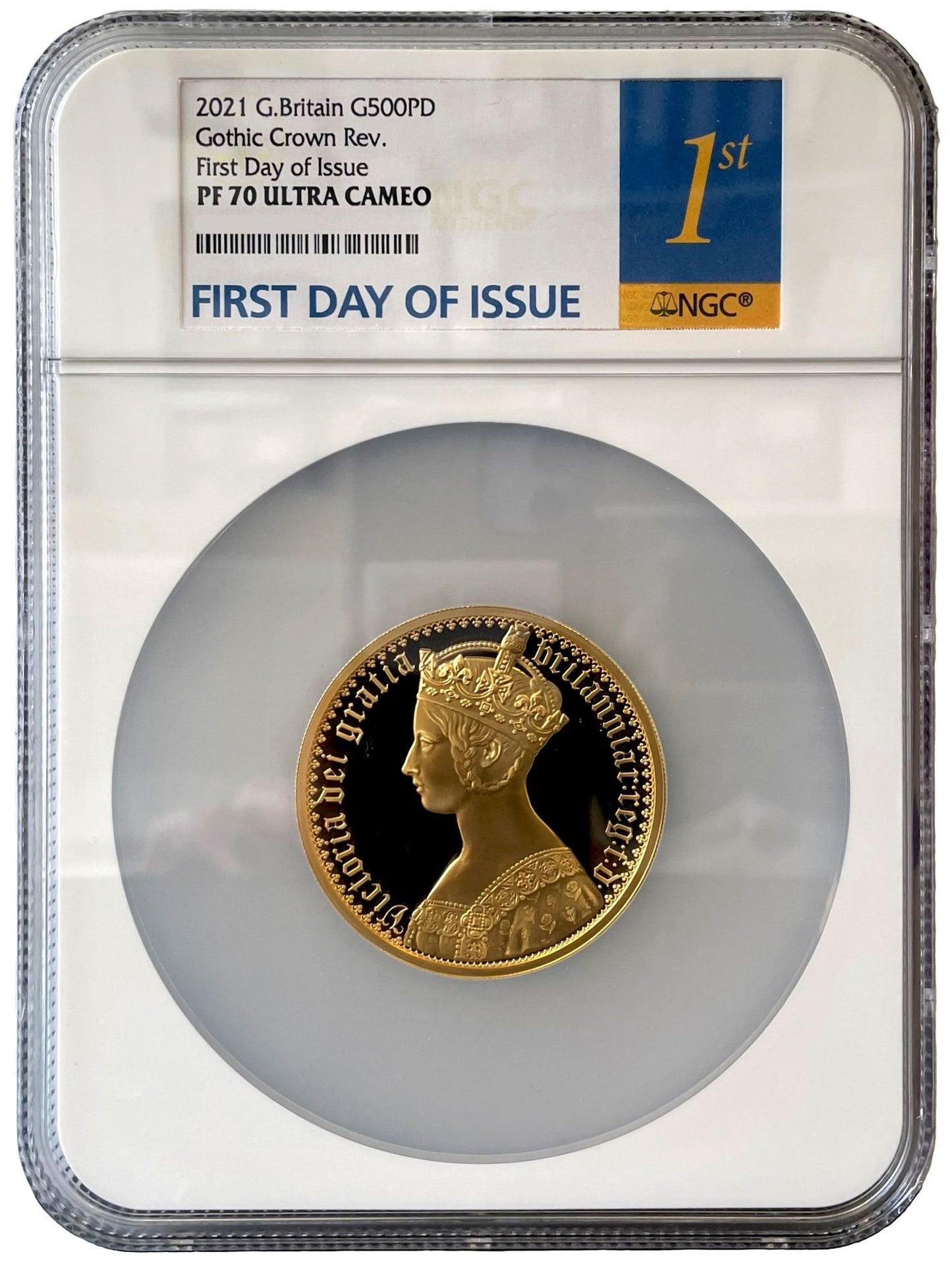 * Elizabeth II 2021 PF70 FDI gold 5oz Gothic Portrait