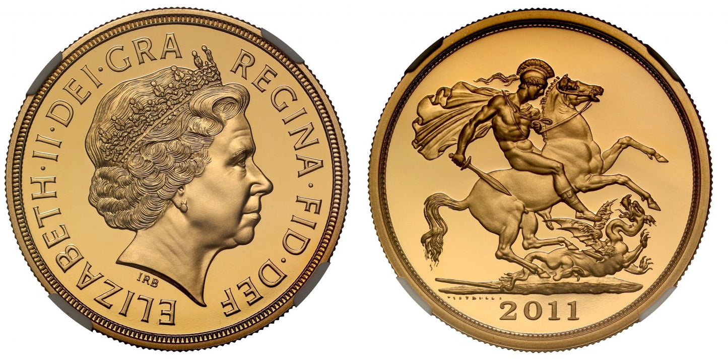 Elizabeth II 2011 proof Five-Pounds PF70 UCAM