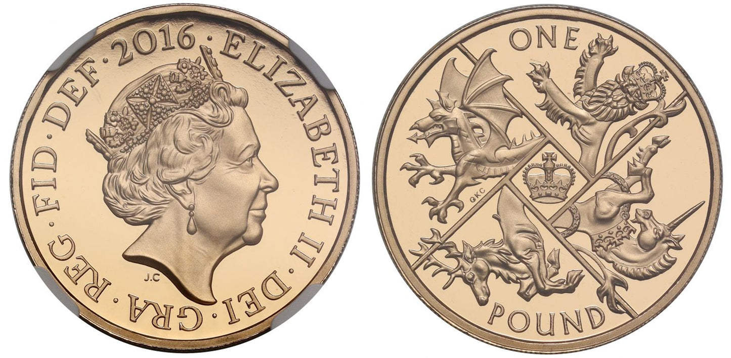 Elizabeth II 2016 gold PF70 UC £1 Last round Pound