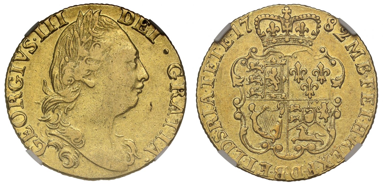 George III 1782 Guinea, fourth head XF45