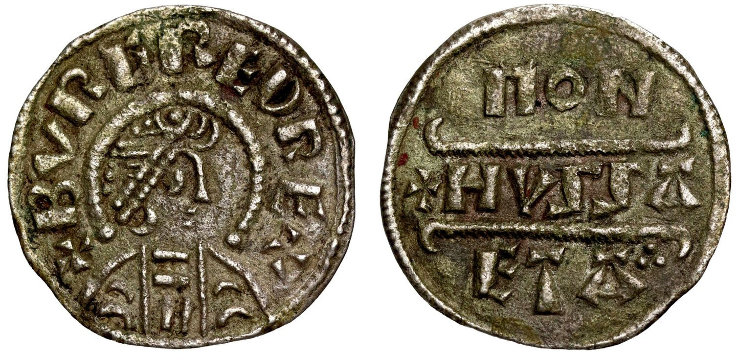 Burgred King of Mercia, Penny, phase III, type IIb, moneyer Hussa