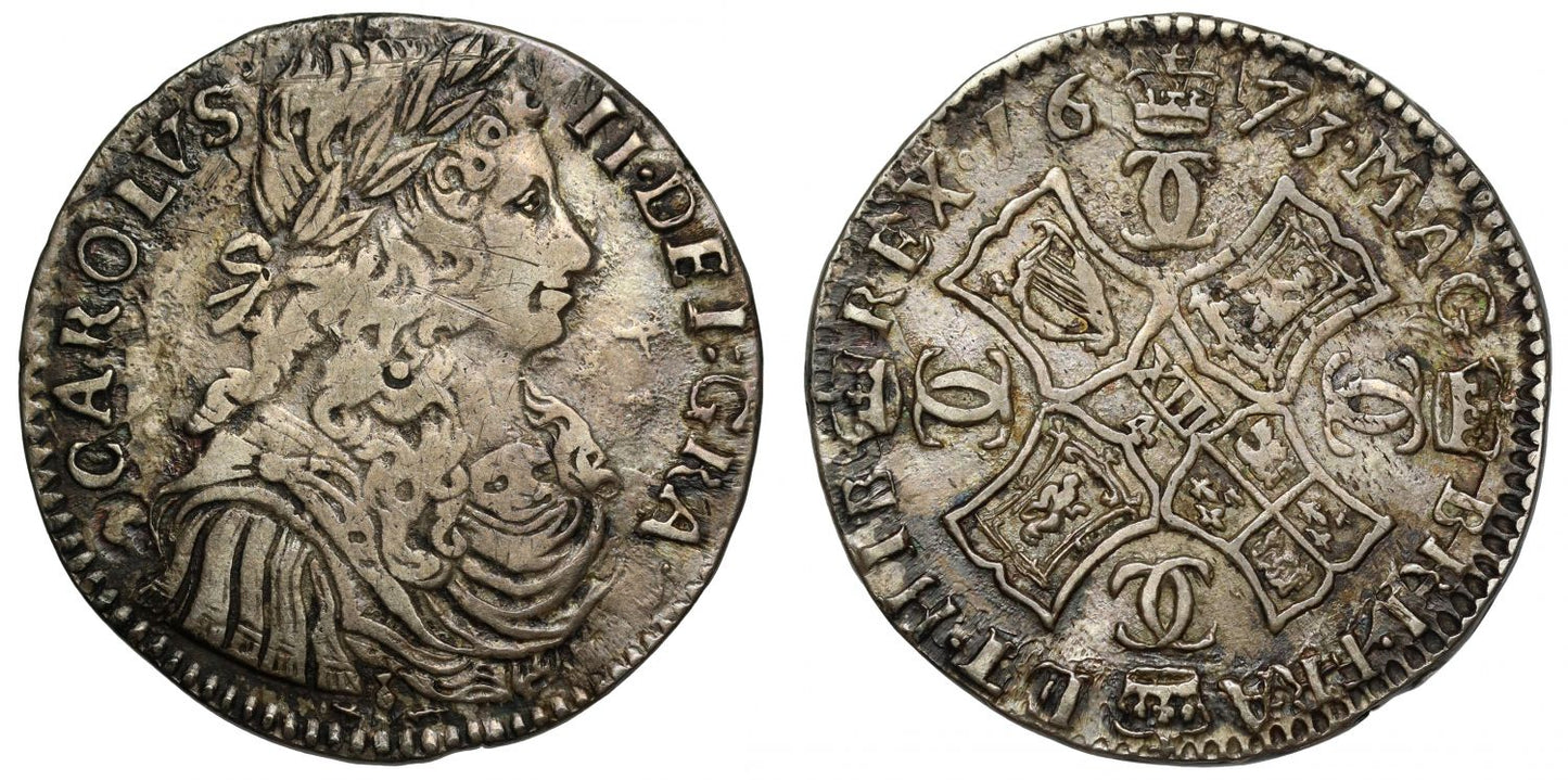 Scotland, Charles II 1673 Merk, first type