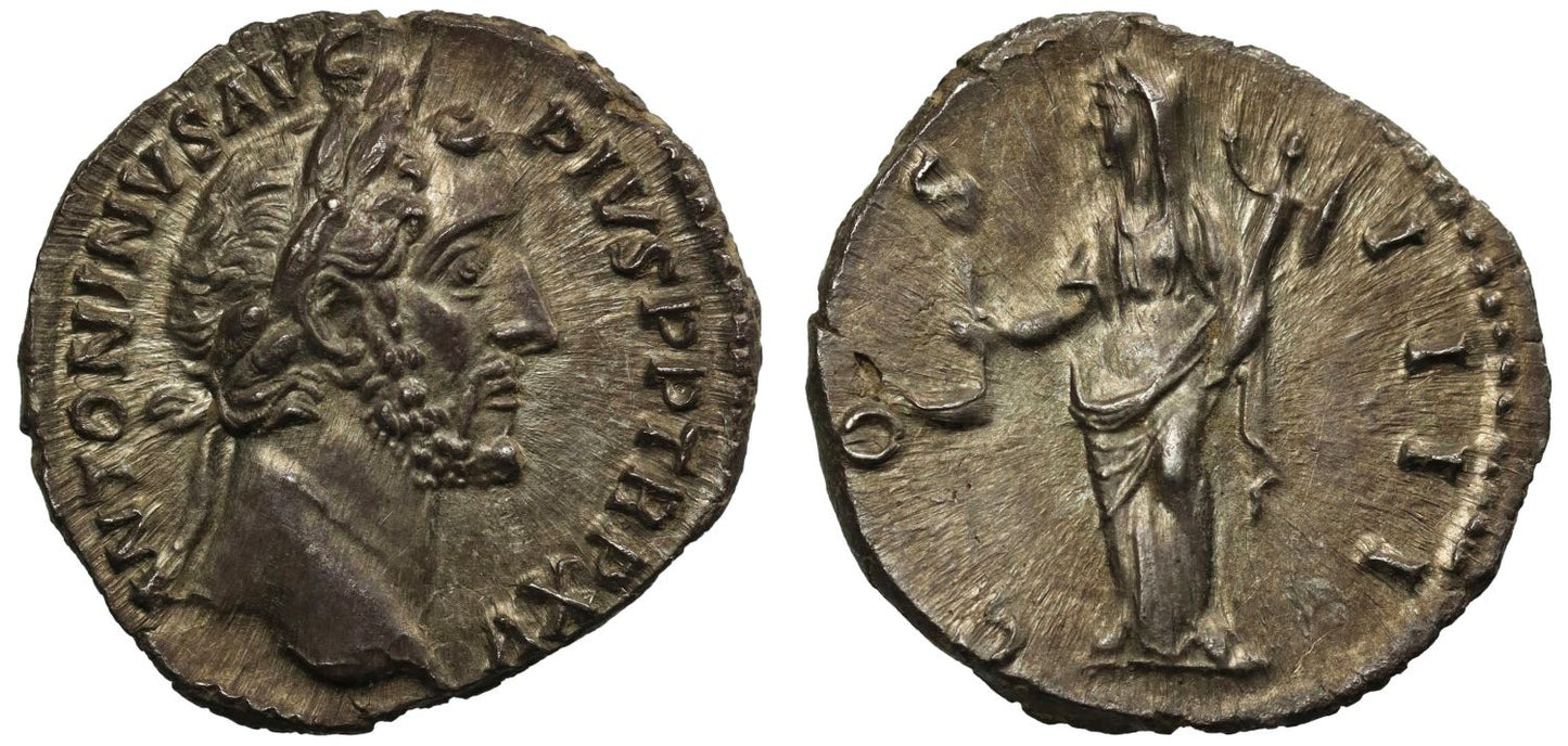 Antoninius Pius, Silver Denarius, Vesta.