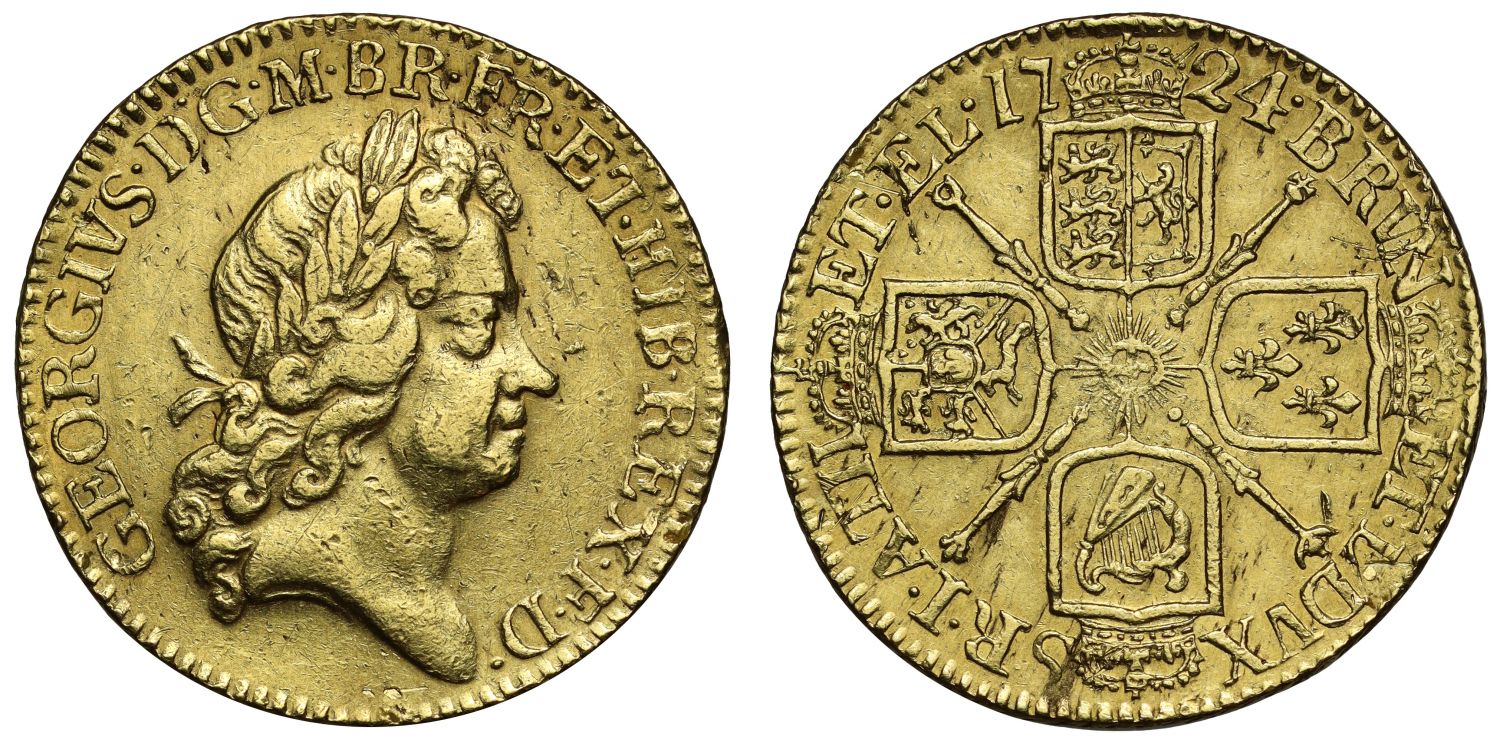 George I 1724 Guinea, fifth bust rare date