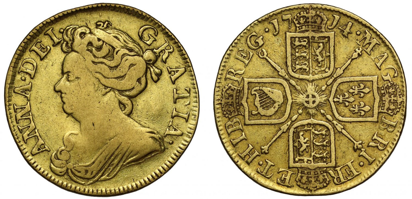 Anne 1714 Guinea, third bust, final year for reign