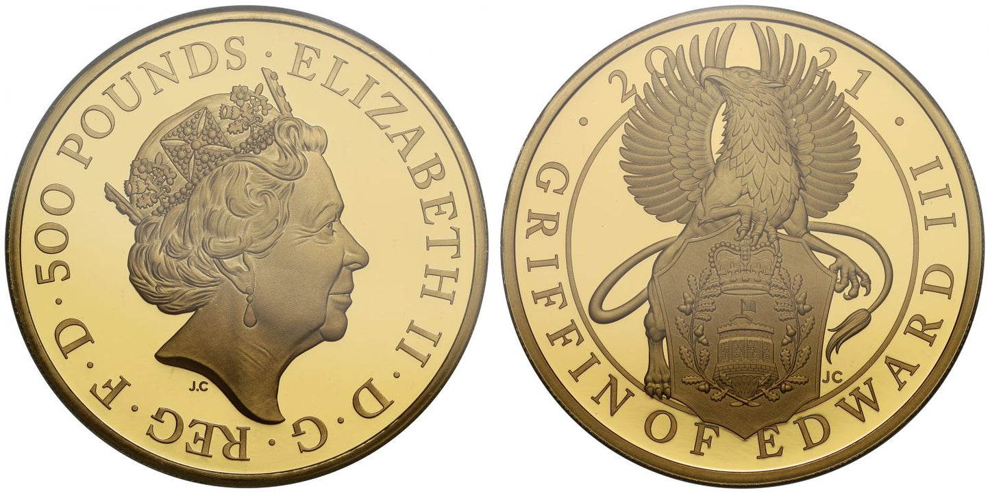 Elizabeth II 2021 gold proof 5oz Griffin PF70 UC