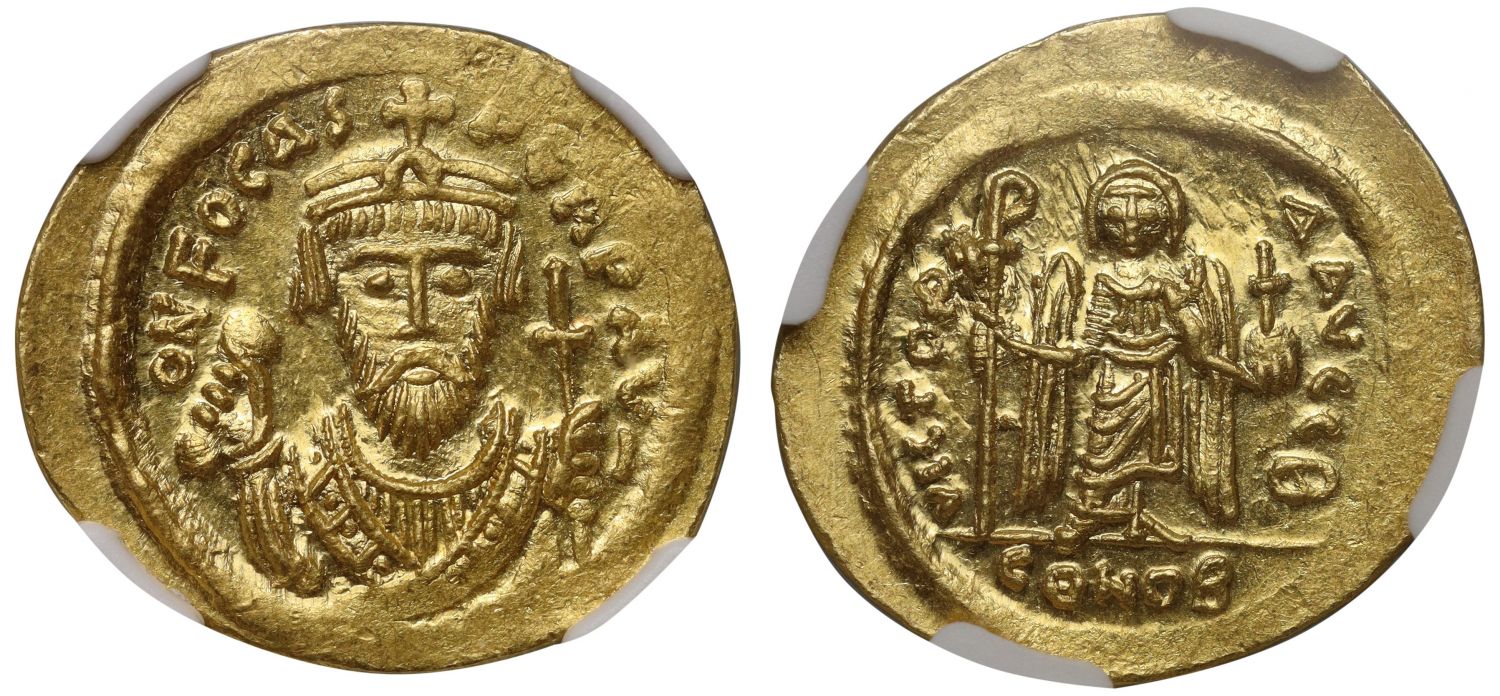 Phocas, Consular Bust Gold Solidus, Ch MS 4/5 5/5.