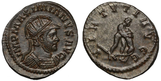 Maximianus Herculius (first reign AD 286-305), Æ Antoninianus, Hercules and the Nemean Lion.