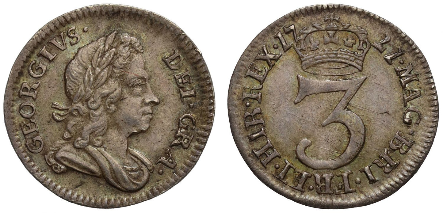 George I 1721 silver Threepence