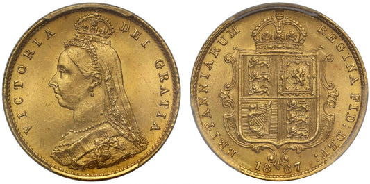 Victoria 1887 Half-Sovereign Jubilee head, London, DISH L508, MS64 ex Peh