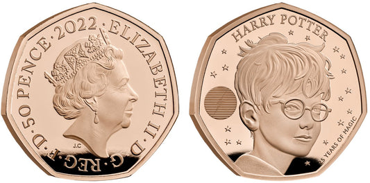 Elizabeth II 2022 gold proof 50p Harry Potter