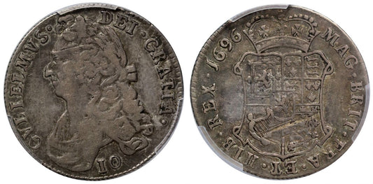 Scotland, William III 1696 Ten Shillings, rare denomination, PCGS VF25