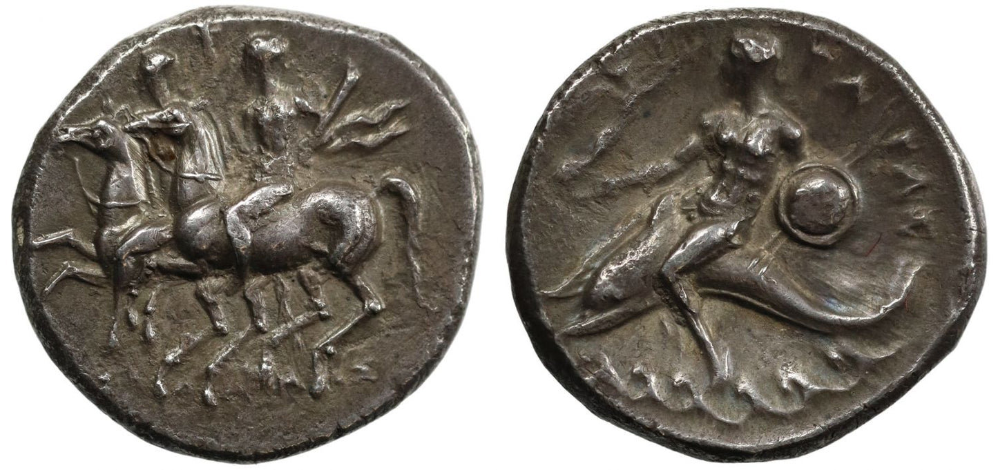 Calabria, Tarentum, Silver Nomos with the Dioscuri.