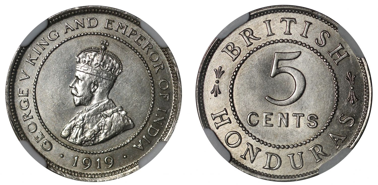 British Honduras, 5-Cents, 1919.