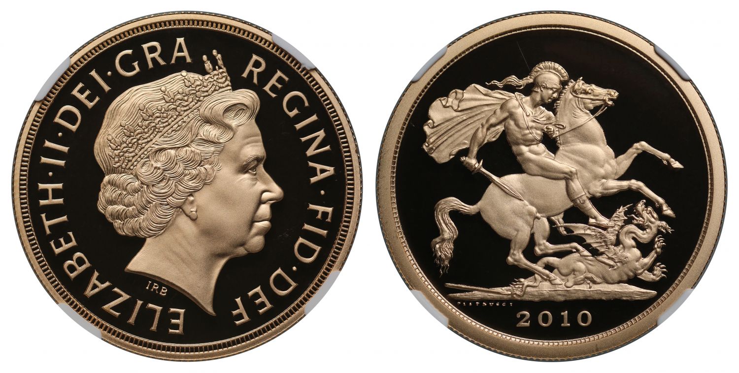 Elizabeth II 2010 proof Five-Pounds PF69 ULTRA CAMEO