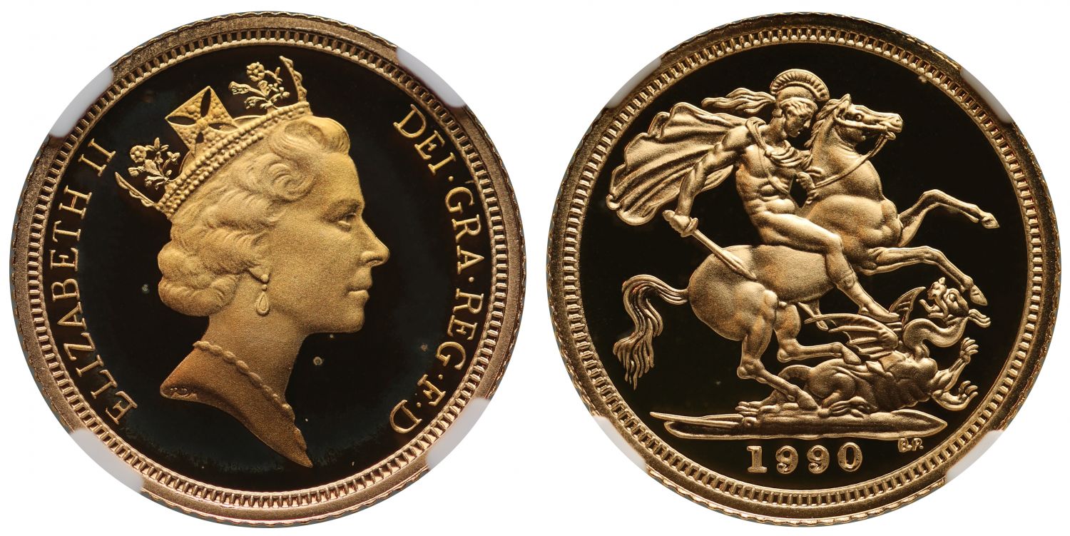 Elizabeth II 1990 proof Half-Sovereign PF68 ULTRA CAMEO