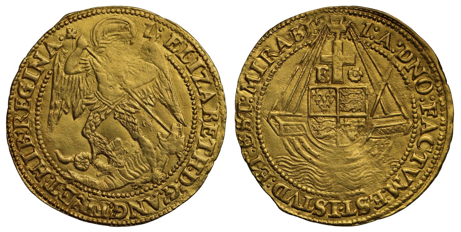 Elizabeth I gold Angel 7th issue