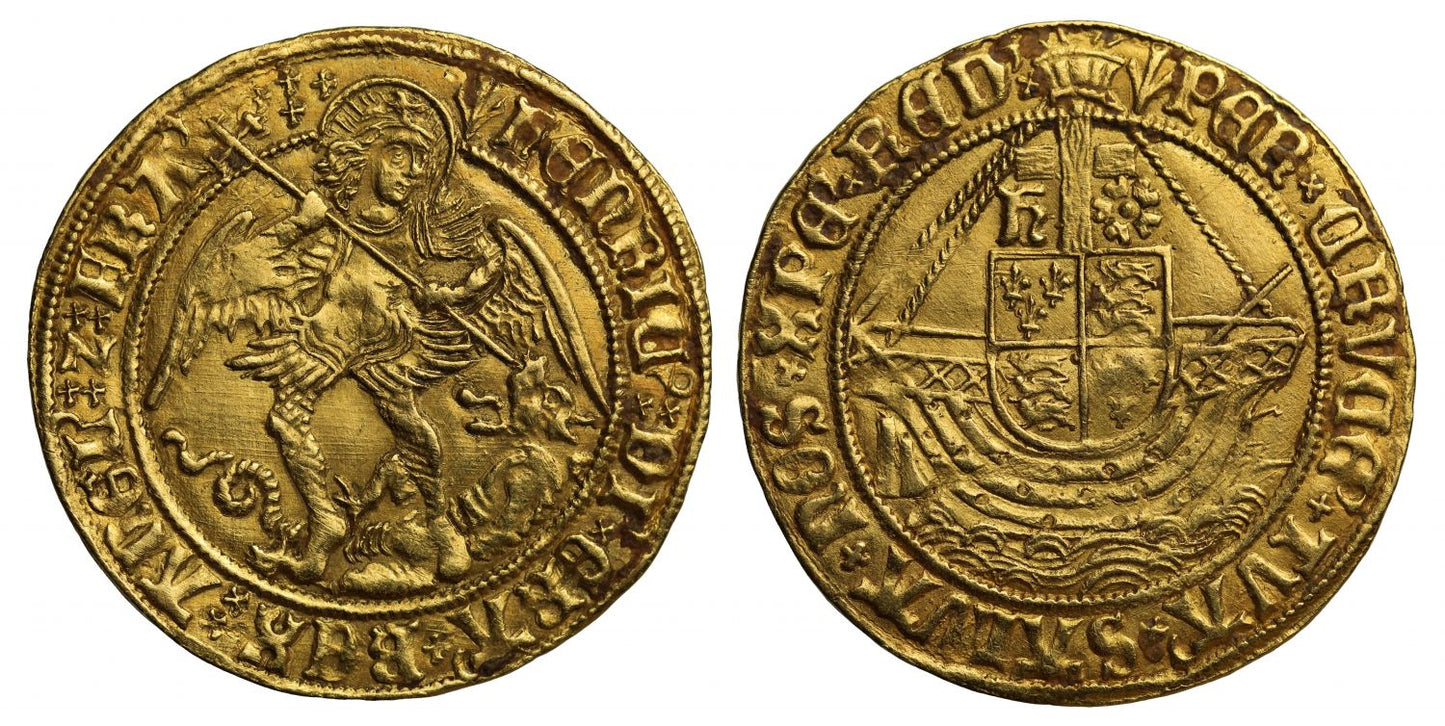 Henry VII gold Angel, mintmark pheon