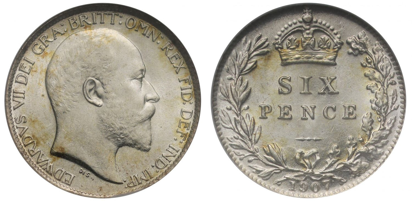 Edward VII 1907 Sixpence MS63