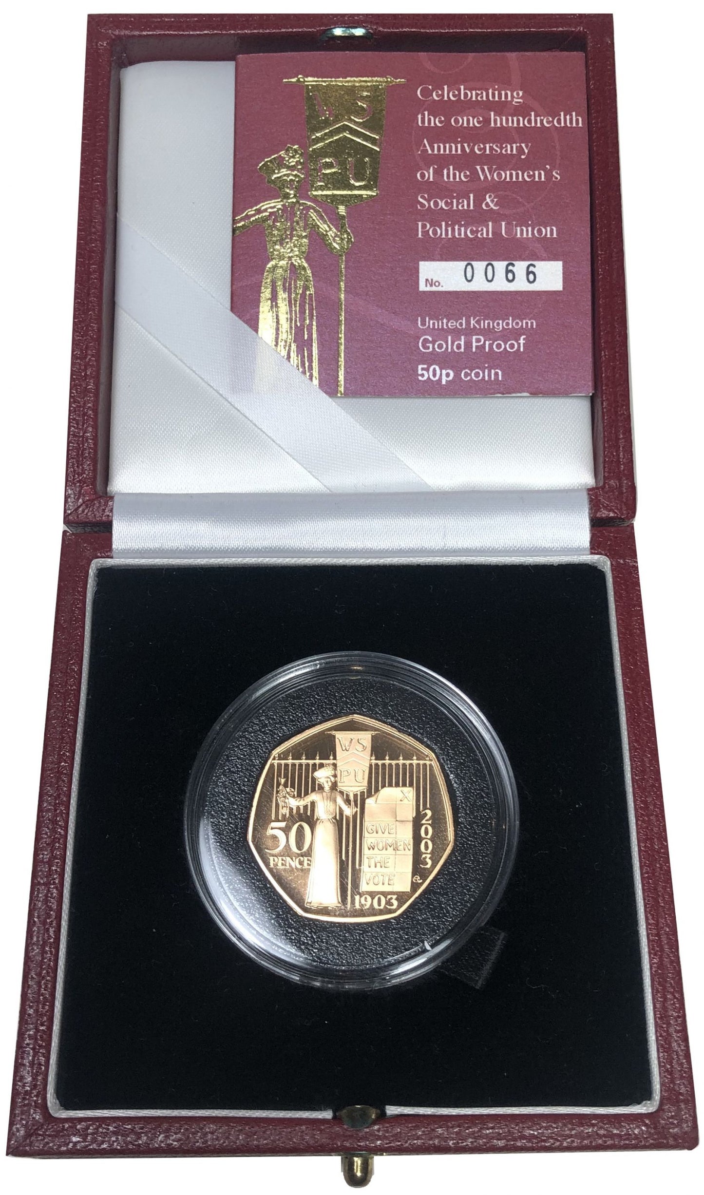 Elizabeth II 2003 gold proof Fifty-Pence Suffragettes