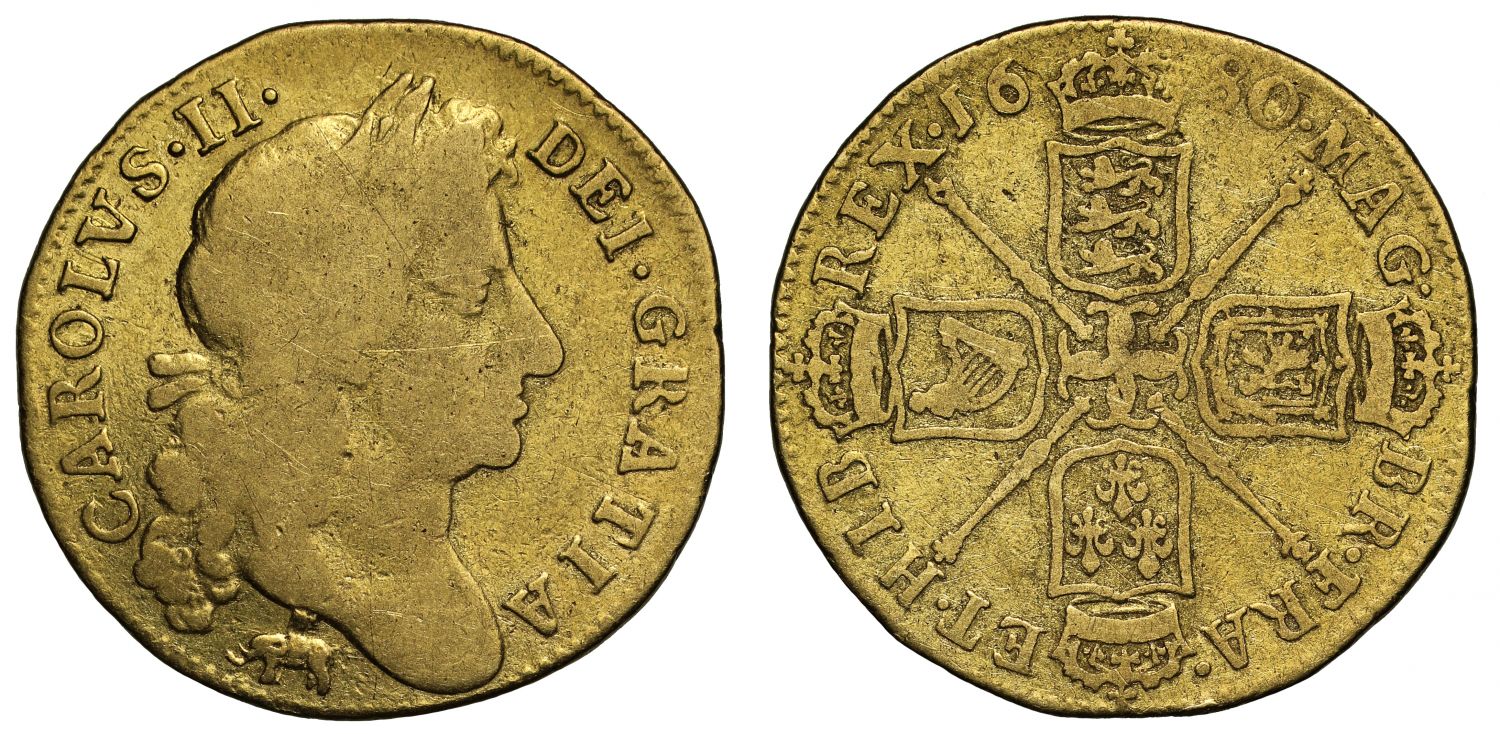 Charles II 1680 Guinea elephant and castle, scarce date