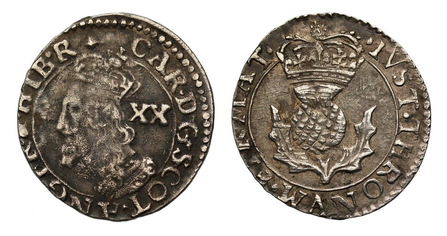 Scotland, Charles I Twenty Pence, type V no F on reverse