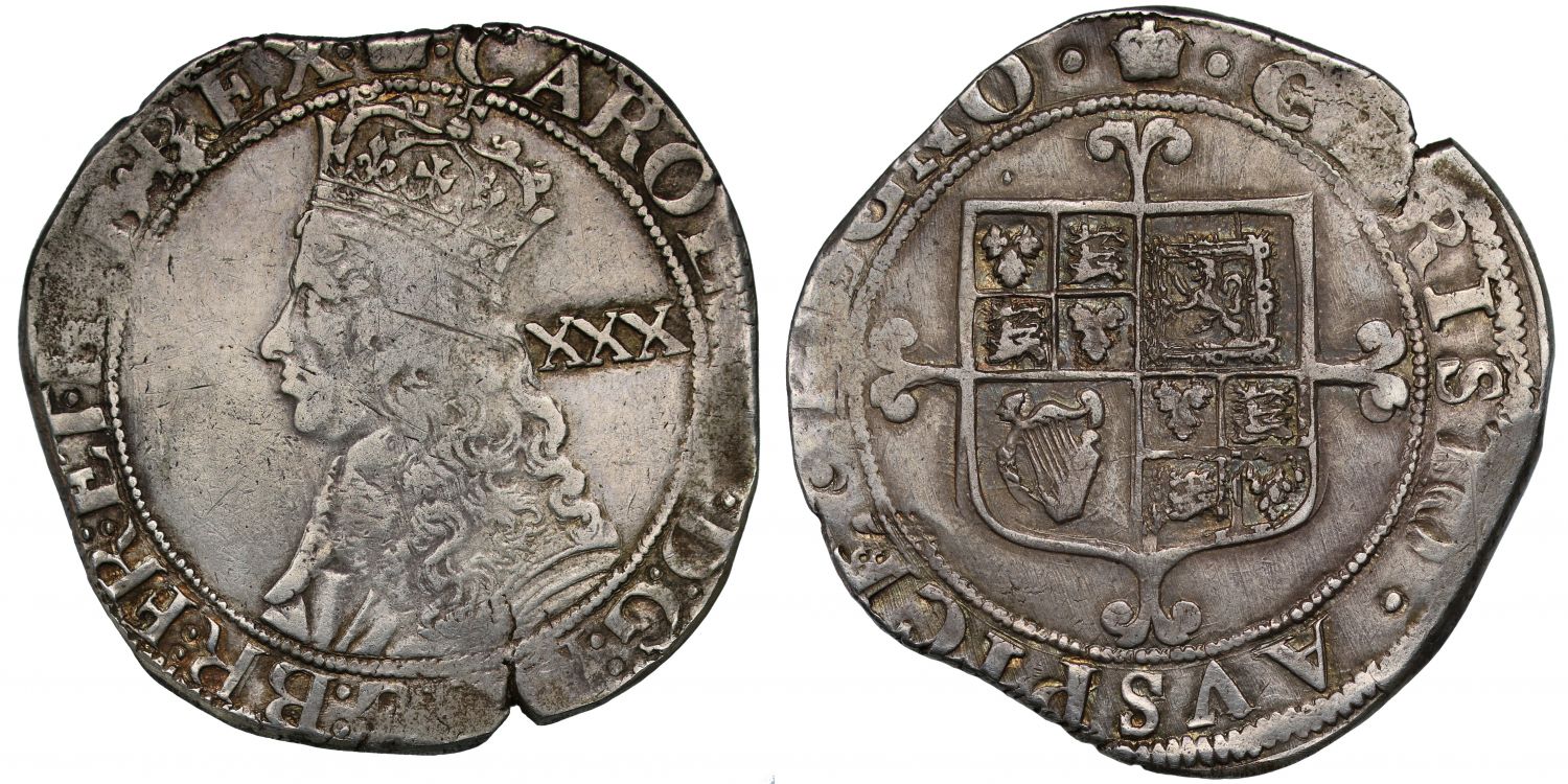 Charles II Halfcrown, third Hammered Issue, with stops at obverse mintmark