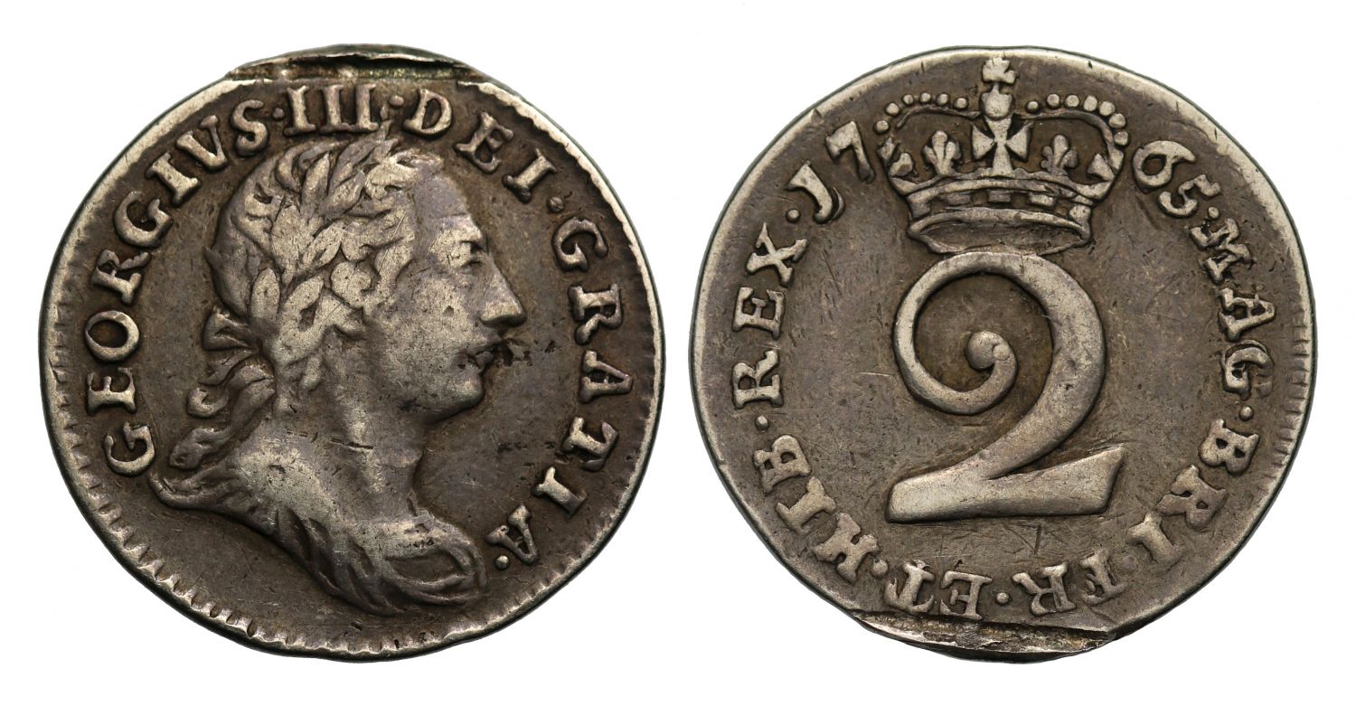 George III 1765 Twopence, rarest date