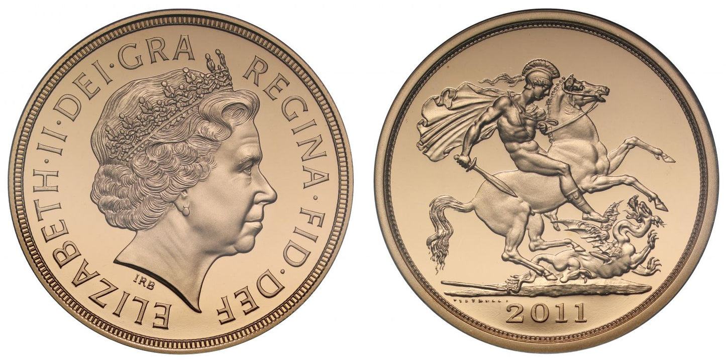 Elizabeth II 2011 proof Five-Pounds PR70 DCAM