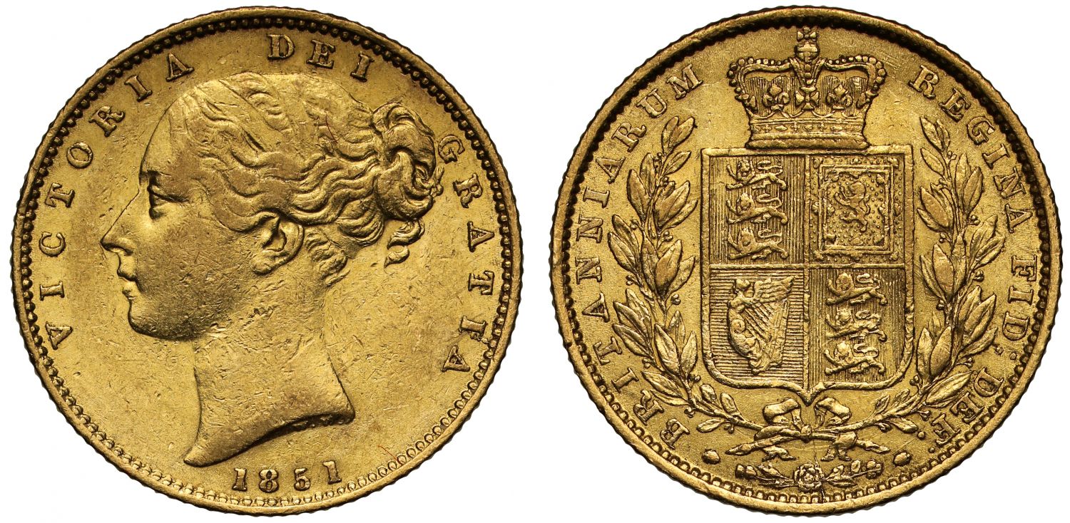 Victoria 1851 Sovereign, spread date