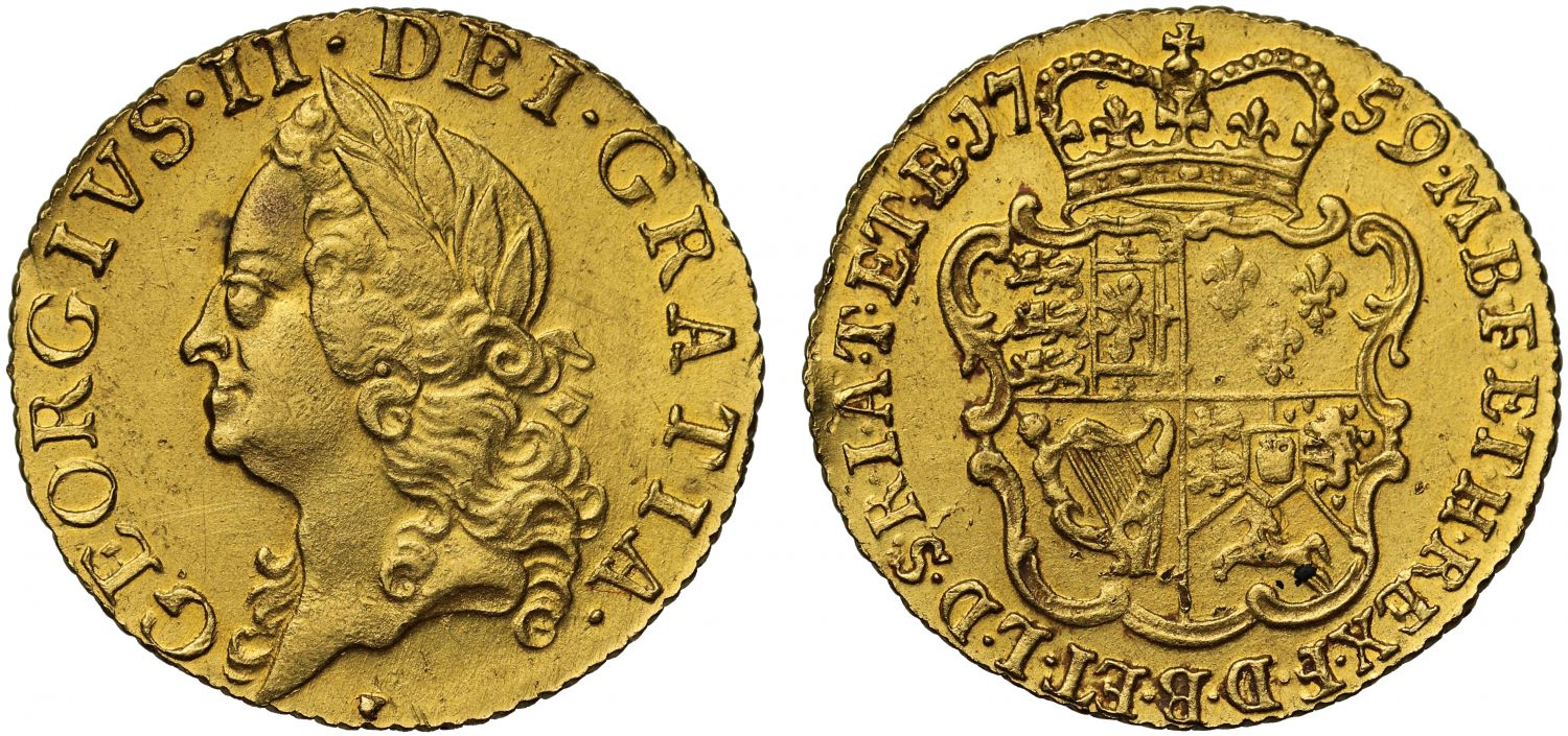 George II 1759 Half-Guinea, old head, penultimate year of reign