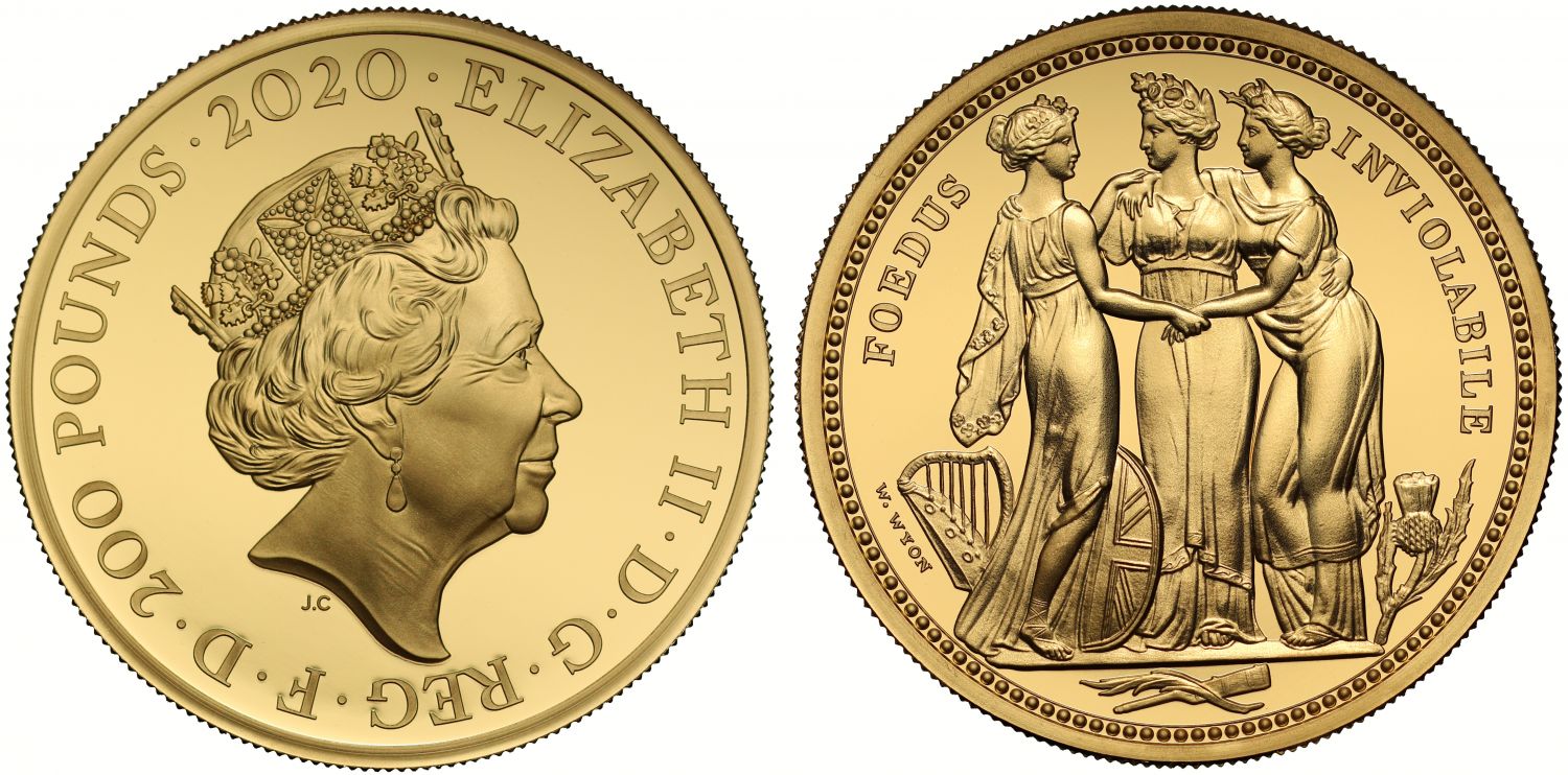 Elizabeth II 2020 gold proof 2oz Three Graces