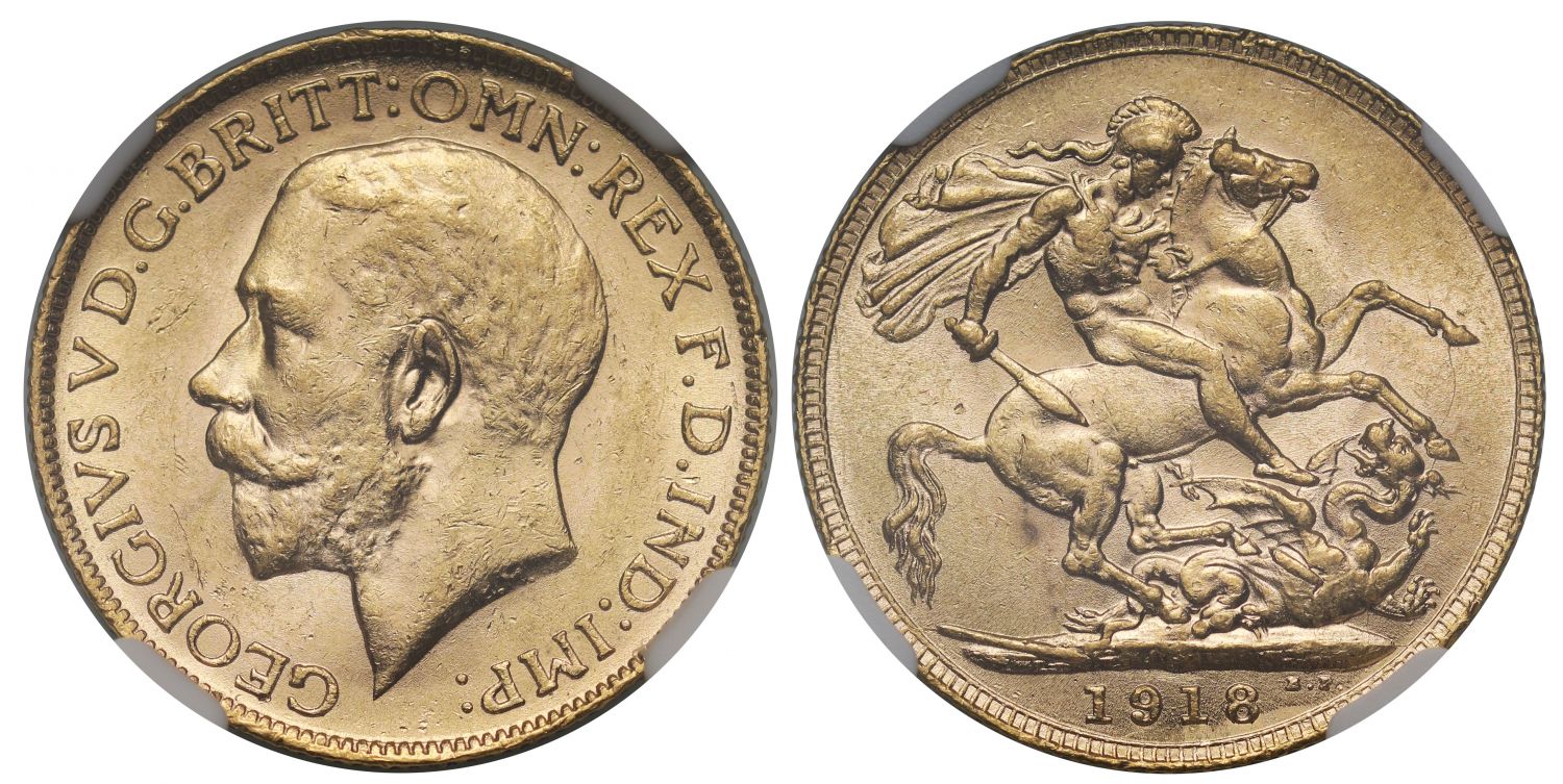 George V 1918-P Sovereign Perth Mint MS61