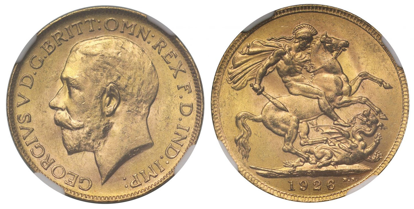 George V 1926-SA Sovereign Pretoria Mint MS63