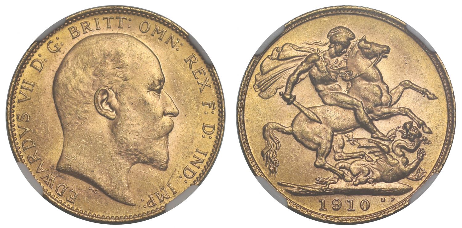 Edward VII 1910 Sovereign MS63