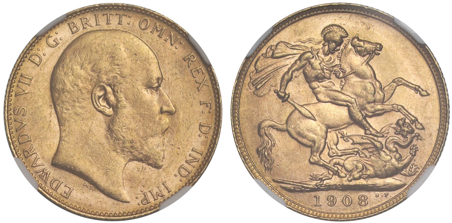 Edward VII 1908-P Sovereign Perth Mint MS63