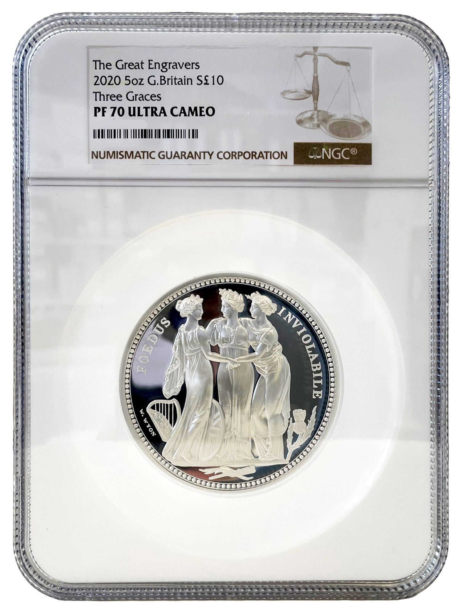 QEII 2020 silver proof 5oz Three Graces PF70UC