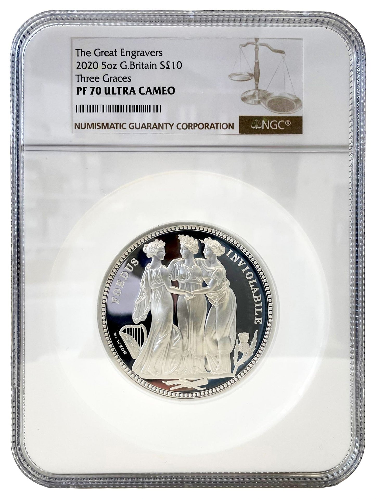 QEII 2020 silver proof 5oz Three Graces PF70UC