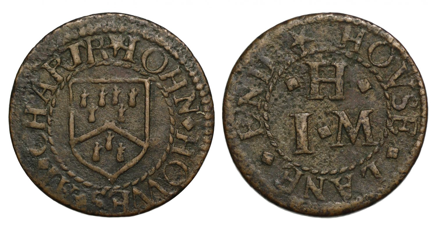 17th century Farthing Token London, Charterhouse Lane, John Howes the Grocer