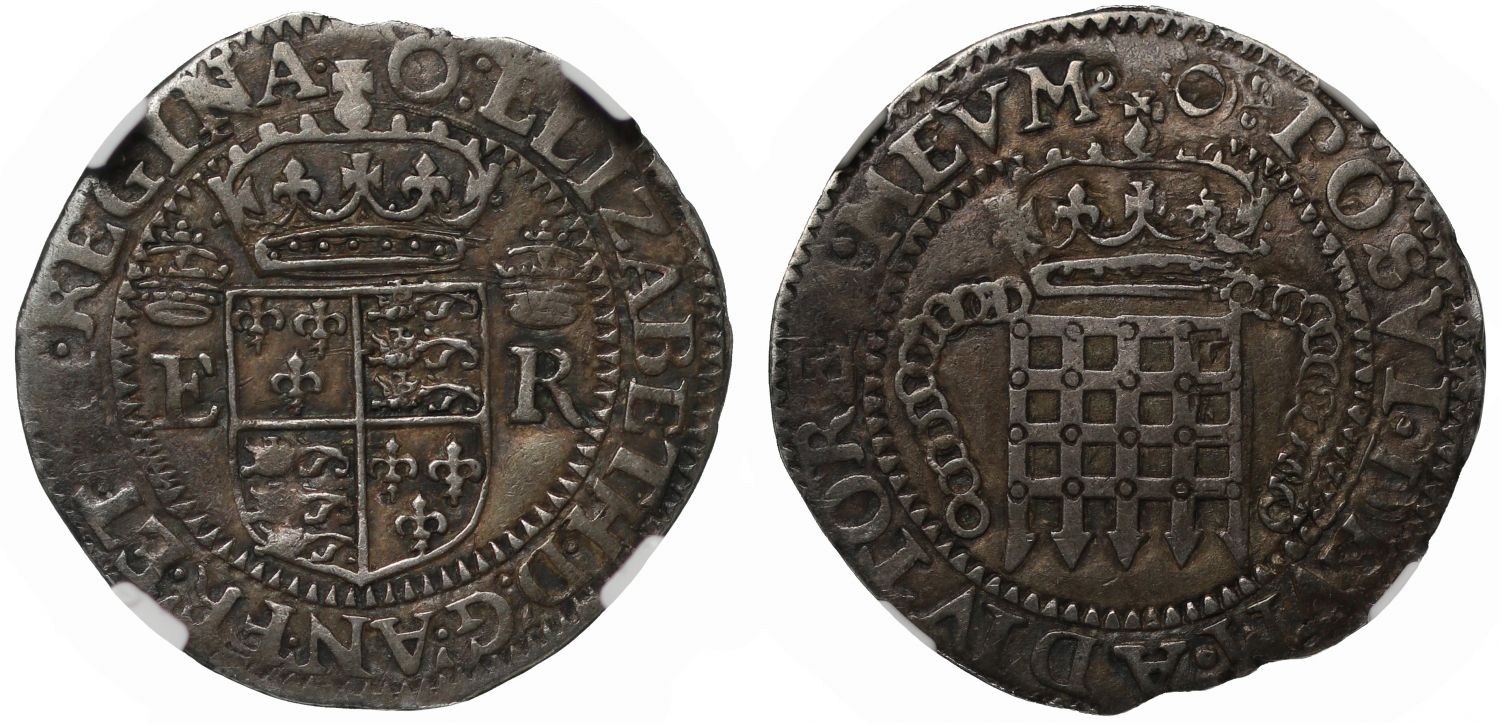 Elizabeth I One Testern, Portcullis Money AU50