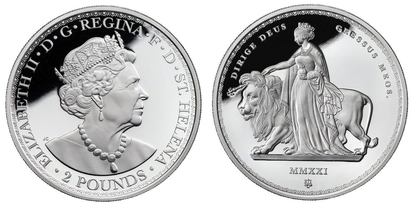 * Elizabeth II 2021 EIC silver proof 2oz Una & Lion