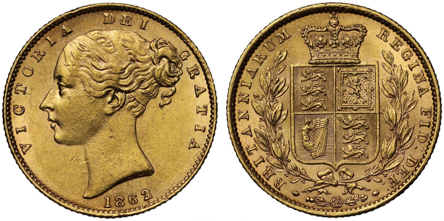 Victoria 1862 Sovereign wider spread date