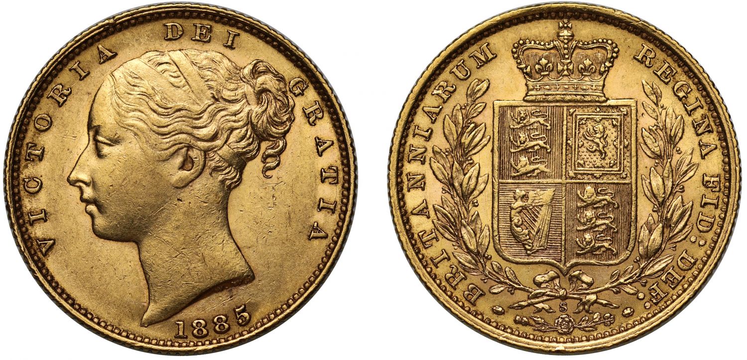 Victoria 1885-S Sovereign Sydney Mint, shield reverse