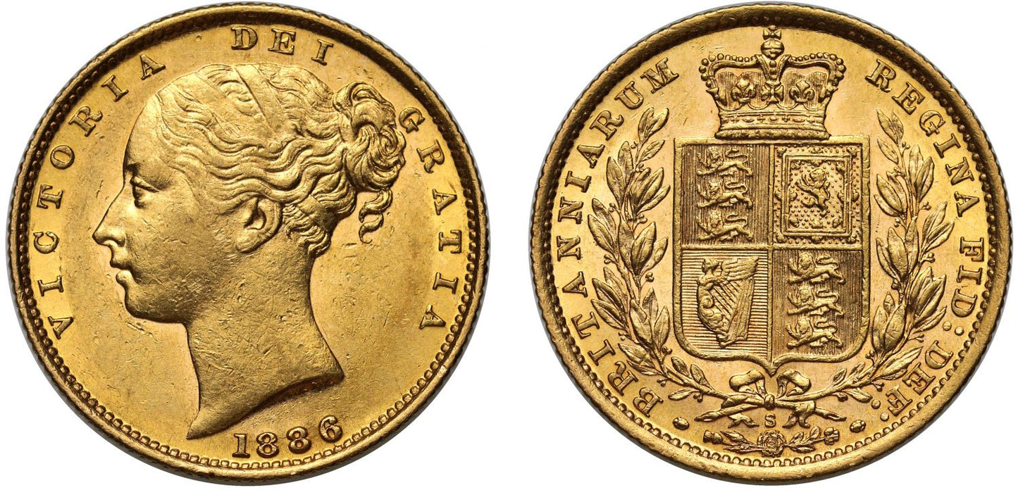 Victoria 1886-S Sovereign Sydney Mint, shield reverse