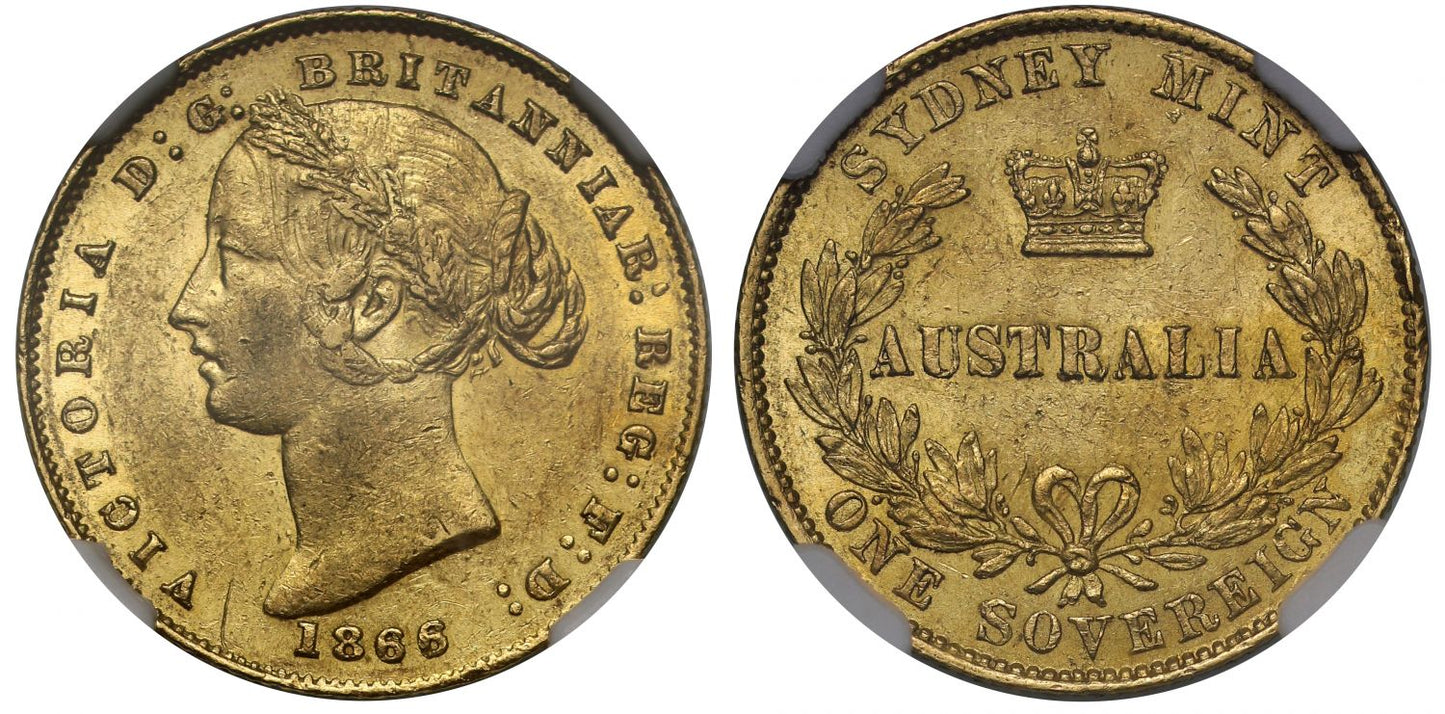 Australia, Victoria 1866 Sydney Sovereign AU58