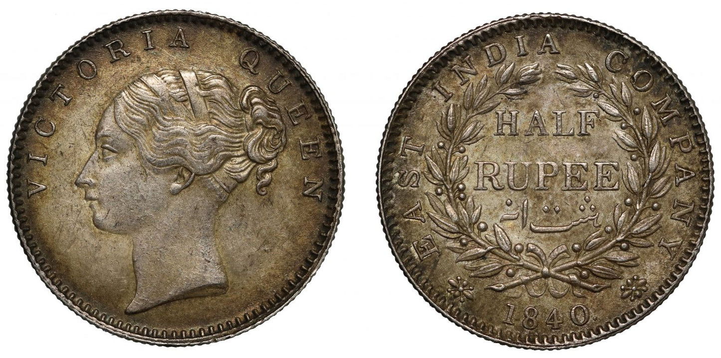 British India, EIC, ½-Rupee, 1840B.