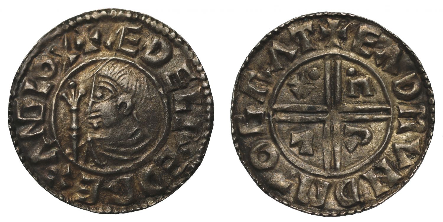 Aethelred II Penny, small CRVX type, trident sceptre, Cambridge Mint, Eadmund