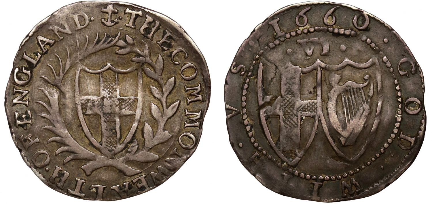 Commonwealth 1660 Sixpence, initial mark Anchor, final year